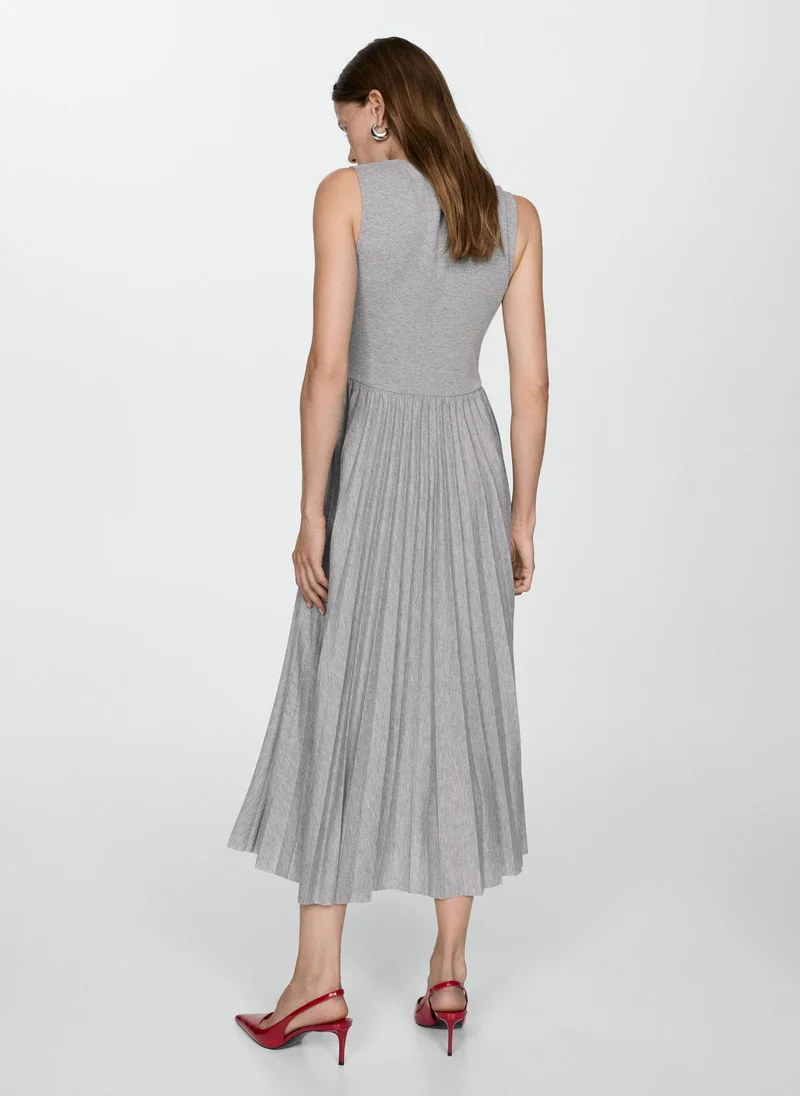MANGO Pleated Knit Dress