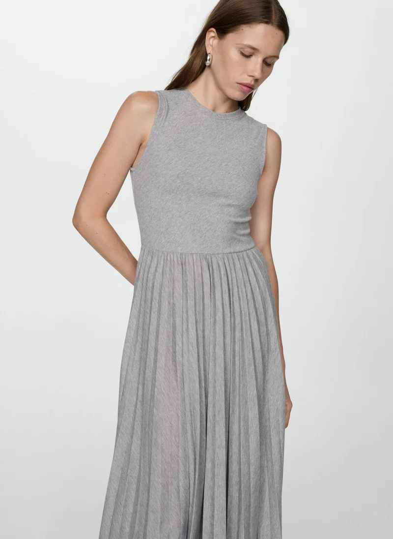 MANGO Pleated Knit Dress