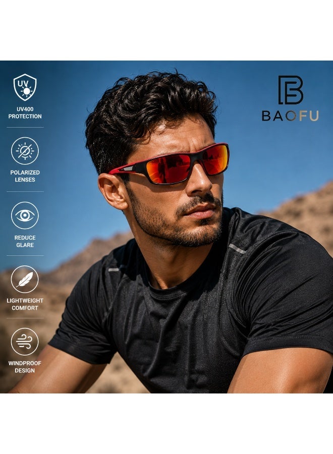 Bao fu Polarized Cycling Sunglasses for Men and Women, Black Sports UV400 Protection Eyewear, Lightweight Windproof Outdoor Sunglasses for Cycling Running  Driving - Image 2