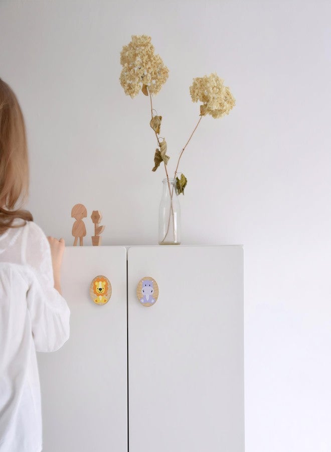Lasyman 8Pack 1.8" Wood Cute Nursery Kids Dresser Unique Cabinet Knobs Animal Drawer Pulls Wooden Knob - Image 5