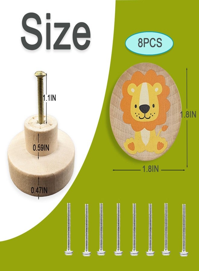 Lasyman 8Pack 1.8" Wood Cute Nursery Kids Dresser Unique Cabinet Knobs Animal Drawer Pulls Wooden Knob - Image 4