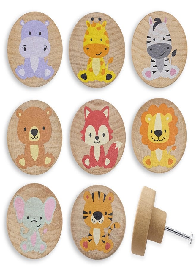 Lasyman 8Pack 1.8" Wood Cute Nursery Kids Dresser Unique Cabinet Knobs Animal Drawer Pulls Wooden Knob - Image 1
