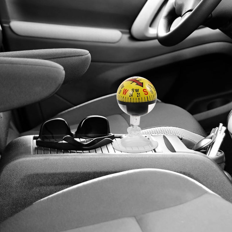 Yellow Car Dashboard Compass with Suction Cup 38mm Plastic for Vehicle and Outdoor Navigation - Image 5