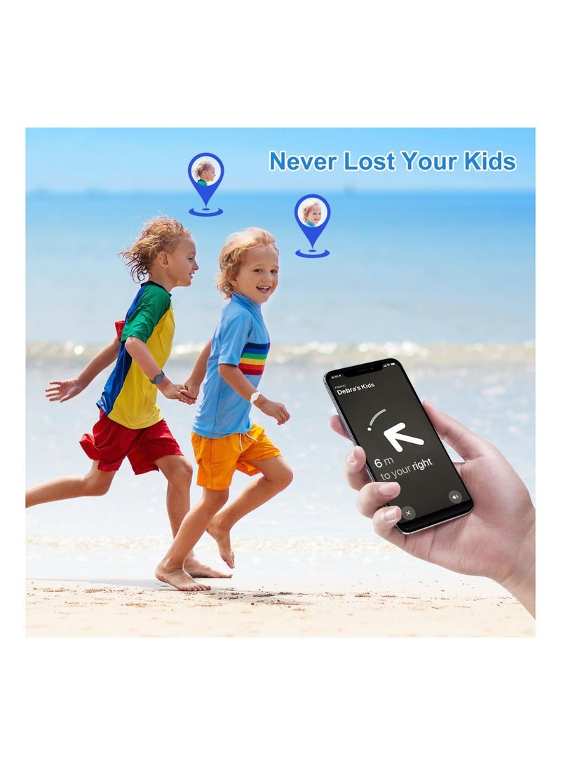 4 Pack Waterproof AirTagBraceletfor Kids Soft Silicone Hidden Air tag Wristband Lightweight Band for Apple AirTag Full Body Protective Watch Band for Child - Image 3