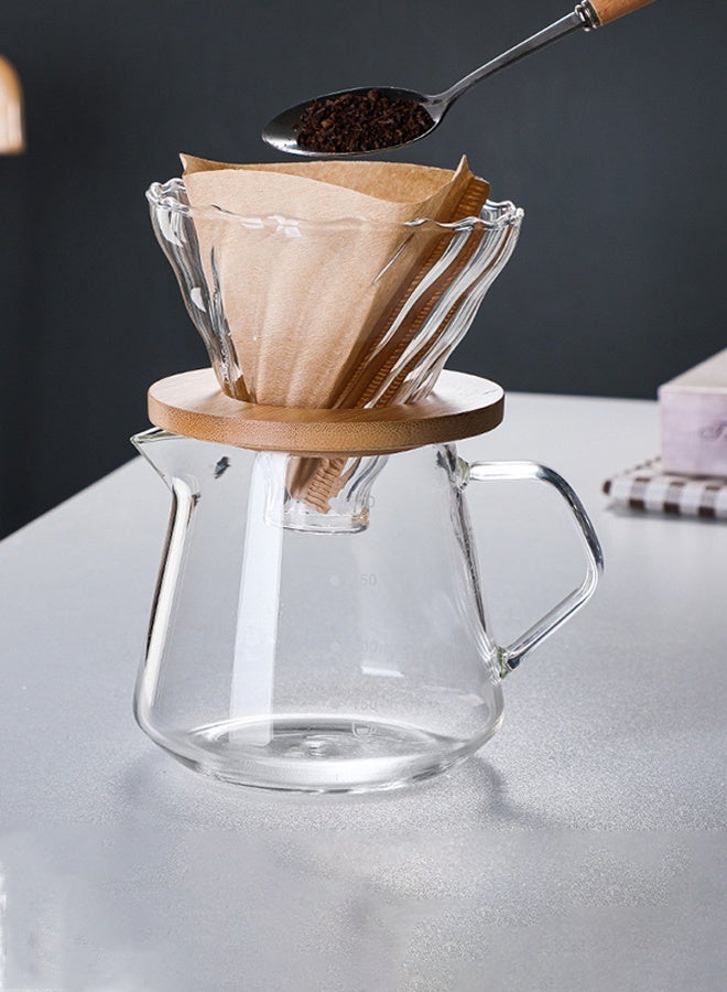 oem V60 Glass Dripper Pour Over Coffee Maker Coffee Filter Reusable Coffee Drip Filter Cone with Wood Stand Fits All Coffee Cups & Mugs Slow Brewing Home Office Carafe Gift Size 2-4 Cup Clear - Image 5