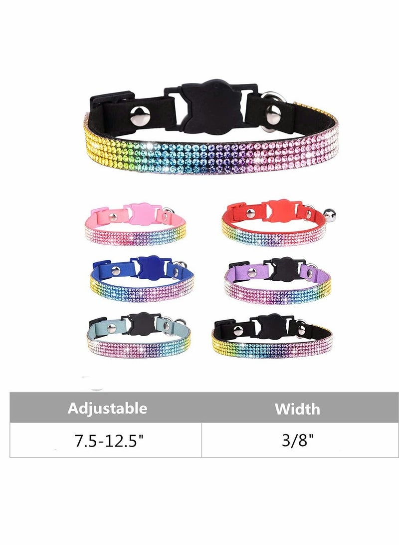 SYOSI Cat Collar Adjustable Cat Collar Breakaway Cat Collar Bling Diamond Rhinestone with Bell Adjustable for Cats and Kitten F M (Pink) - Image 3