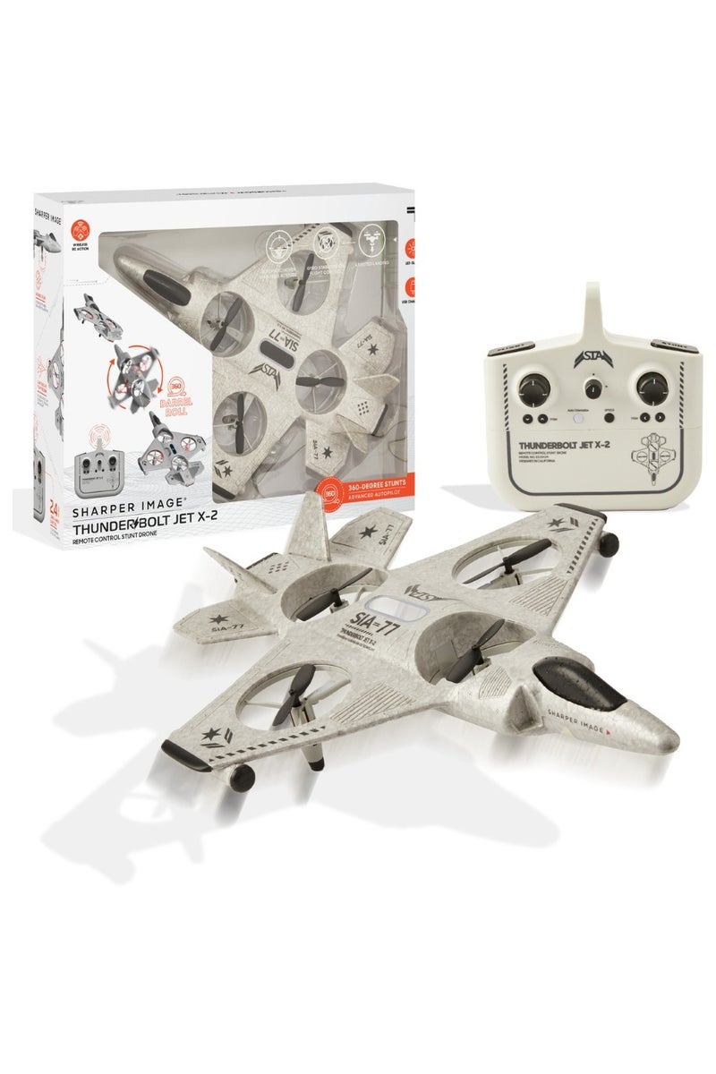 Sharper Image Toy RC Thunderbolt Jet X-2 Stunt Drone Lightweight Foam Design and 2.4GHz Long Range Wireless Control, Gift for Kids 8+ Years - Image 1
