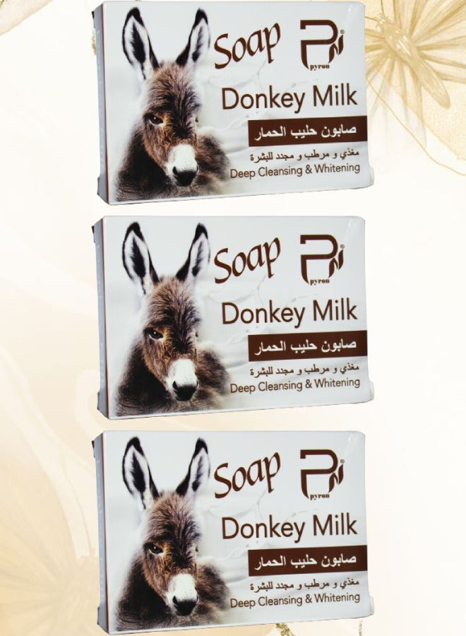 PYRON 3 Pieces Donkey Milk Soap Deep Cleansing And Whitening - Image 1