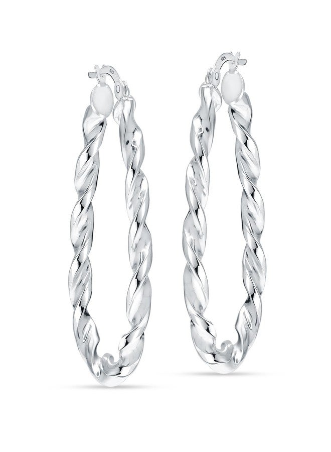 ليكالا أقراط حلقية كبيرة من الفضة الإسترليني عيار 925 من LeCalla للنساء | أقراط حلقية مستطيلة كبيرة | أقراط حلقية كبيرة كلاسيكية مصنوعة يدويًا بتصميم بيضاوي مزخرف، هدية مثالية للنساء، فضة إسترليني، بدون - Image 4