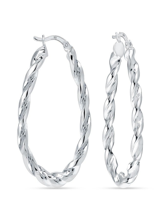 ليكالا أقراط حلقية كبيرة من الفضة الإسترليني عيار 925 من LeCalla للنساء | أقراط حلقية مستطيلة كبيرة | أقراط حلقية كبيرة كلاسيكية مصنوعة يدويًا بتصميم بيضاوي مزخرف، هدية مثالية للنساء، فضة إسترليني، بدون - Image 1