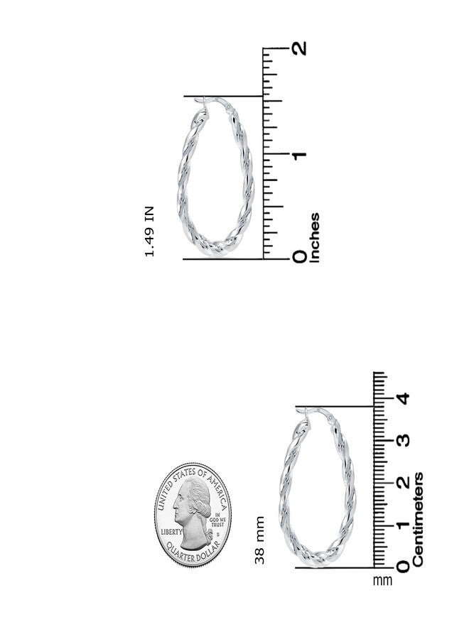 ليكالا أقراط حلقية كبيرة من الفضة الإسترليني عيار 925 من LeCalla للنساء | أقراط حلقية مستطيلة كبيرة | أقراط حلقية كبيرة كلاسيكية مصنوعة يدويًا بتصميم بيضاوي مزخرف، هدية مثالية للنساء، فضة إسترليني، بدون - Image 5