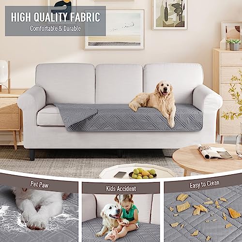 TAOCOCO 100% Waterproof Reversible Couch Cushion Cover for Dogs & Pets - Chaise & Sectional Sofa U Shape Couch Furniture Protector - Light Gray - Image 4