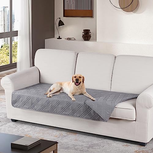TAOCOCO 100% Waterproof Reversible Couch Cushion Cover for Dogs & Pets - Chaise & Sectional Sofa U Shape Couch Furniture Protector - Light Gray - Image 1