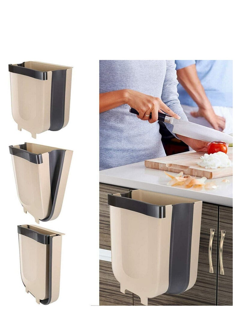 Wall Mounted Collapsible Waste Bin for Kitchen Cabinet Door Hanging Trash Can Hanging Office Bin  - Image 1