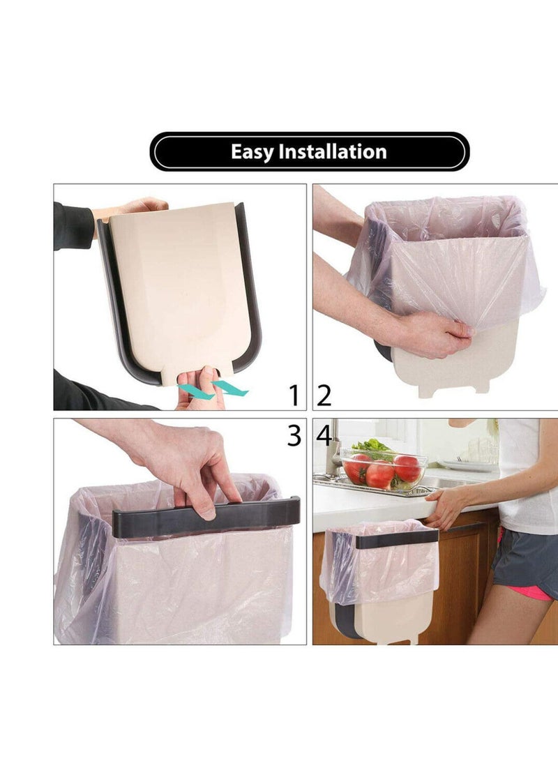 Wall Mounted Collapsible Waste Bin for Kitchen Cabinet Door Hanging Trash Can Hanging Office Bin  - Image 4