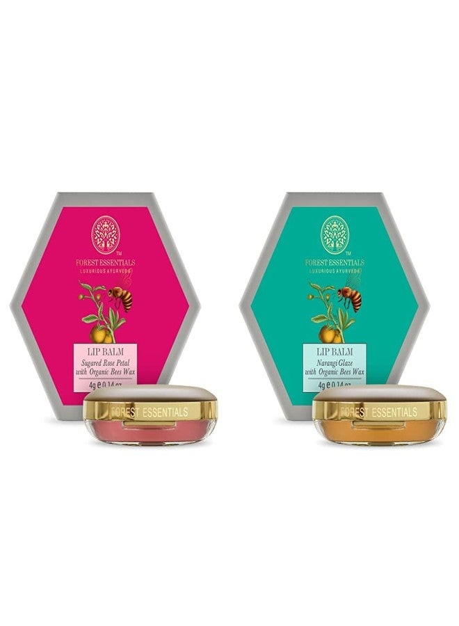 Forest Essentials Luscious Sugared Rose Petal Lip Balm, 4g & Forest essentials Luscious Lip Balm Narangi Glaze 4g