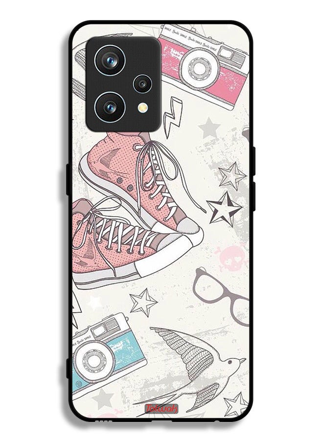 Tolwak - Realme 9 Pro Plus Protective Case Cover Canva Shoes And Camera Art - Image 1