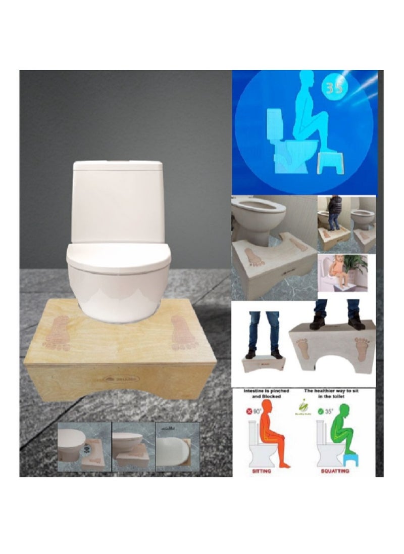 Bathroom Footstool -hand made - A strong, natural wood toilet seat that can withstand up to 200 kilograms and is non-slip from Shams. It prevents constipation, a toilet footstool to improve bowel movements.