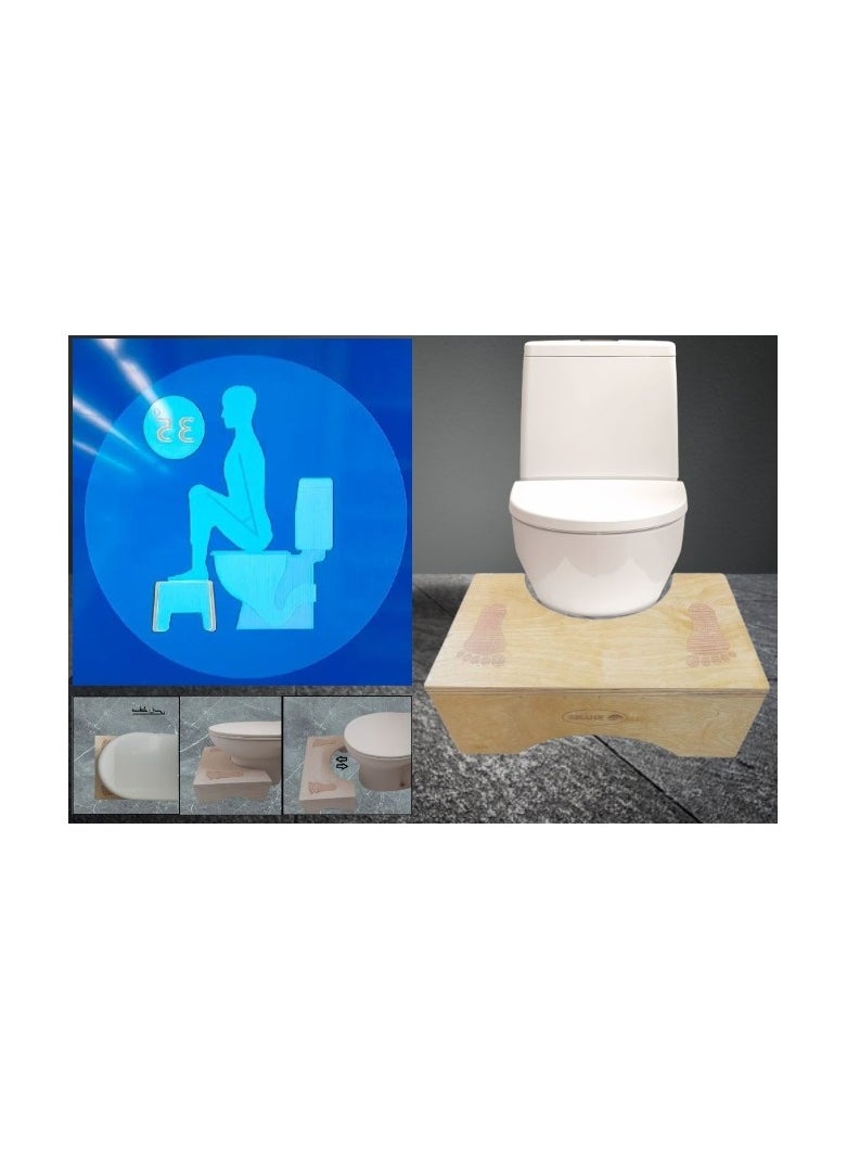 Bathroom Footstool -hand made - A strong, natural wood toilet seat that can withstand up to 200 kilograms and is non-slip from Shams. It prevents constipation, a toilet footstool to improve bowel movements.