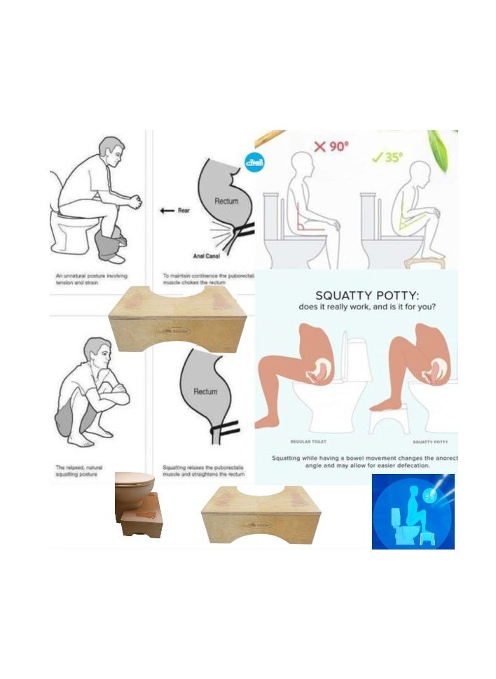 Bathroom Footstool -hand made - A strong, natural wood toilet seat that can withstand up to 200 kilograms and is non-slip from Shams. It prevents constipation, a toilet footstool to improve bowel movements.