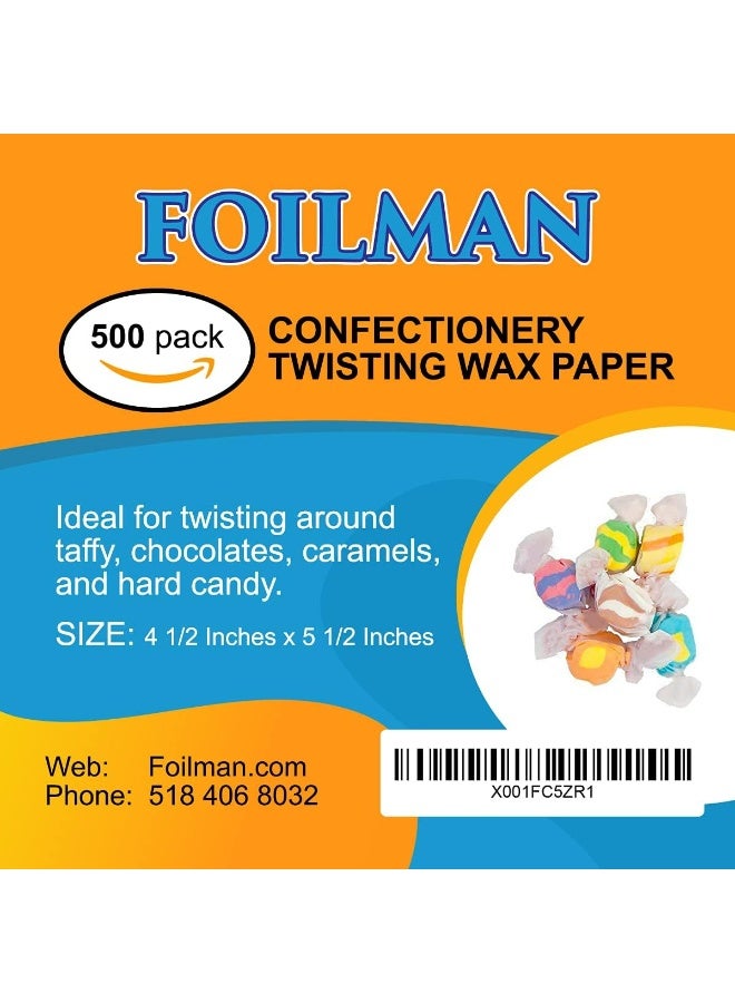 Foilman Twisting Wax Paper (500 Pack) â€“ Best for Wrapping Homemade Candies, Taffy, Chocolate - Fold Easily & Holds the Twist Shape - Biodegradable (Opaque, 4.5â€ X 5.5â€) - Image 2