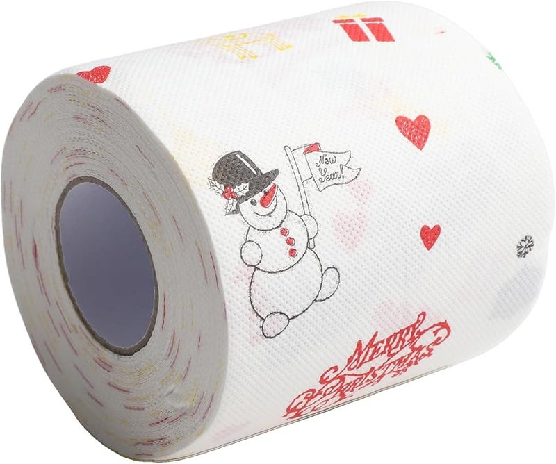 Christmas Santa Pattern Toilet Paper Roll White Wood Pulp Two Ply Tissue Size B - Image 1