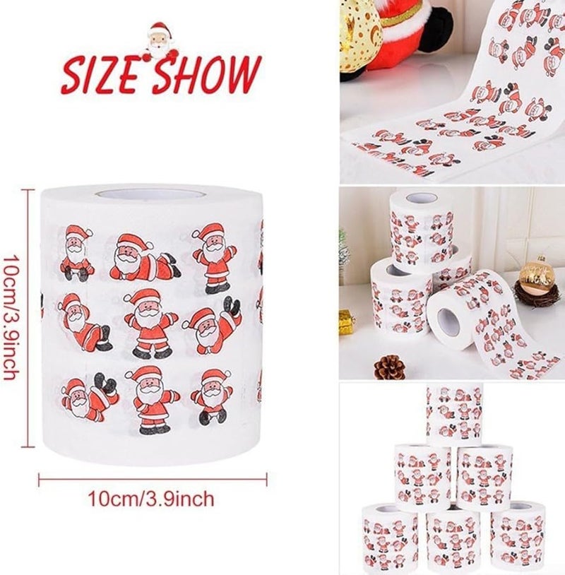 Christmas Santa Pattern Toilet Paper Roll White Wood Pulp Two Ply Tissue Size B - Image 4