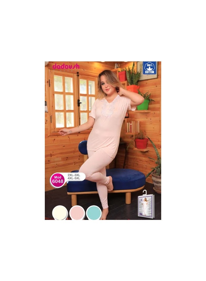 Dadoush Women's 2-Piece Summer Pajama Set: T-Shirt and Pants  - Image 1