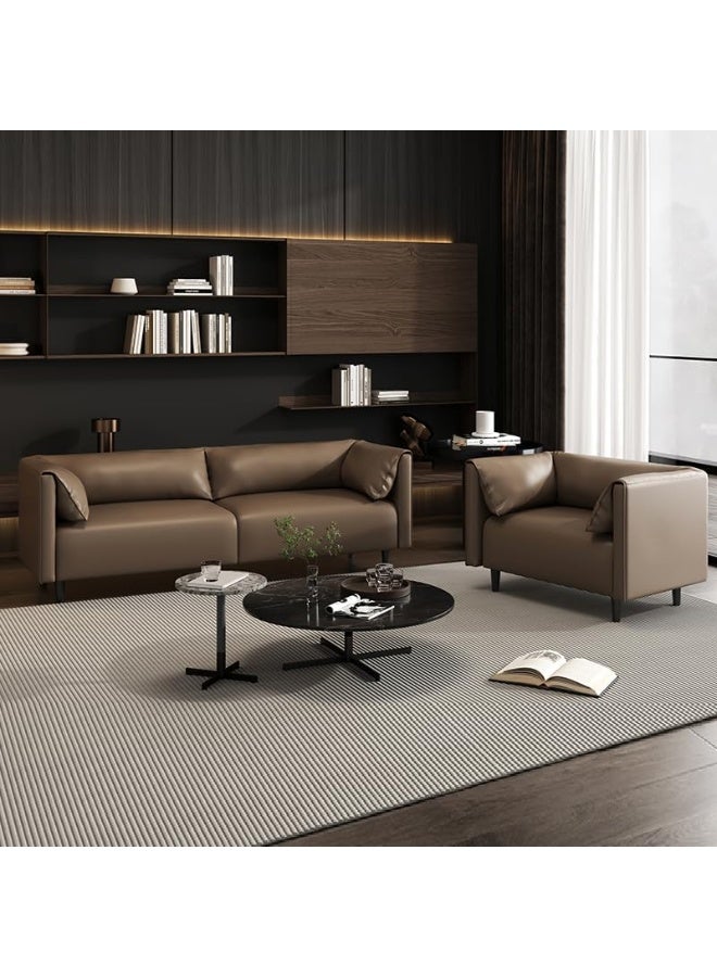 Comfynest Modern Faux Leather Small Loveseat With Foam Seat Fill & Pillow Top Arm 150X70X70 Cm Light Orange - Image 4
