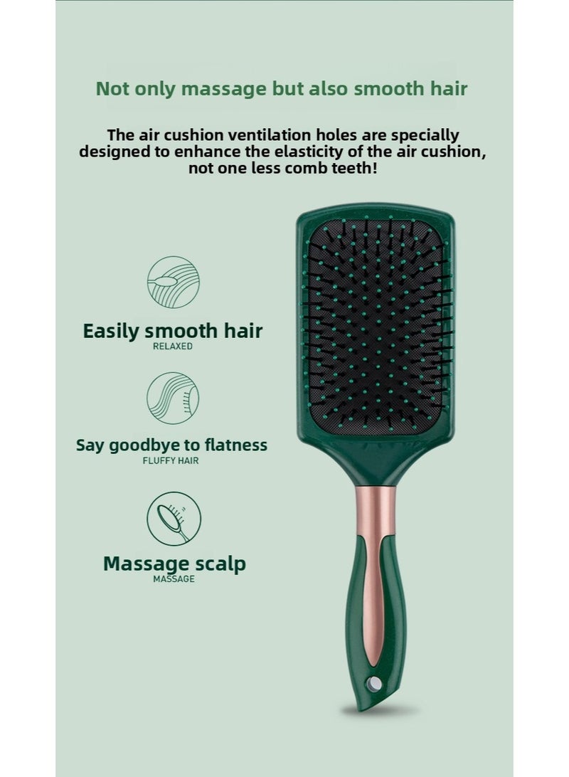 Ucanbe 3-Piece Dark Green Massage Hair Brush Set – Air Cushion Ionic Brushes for Straightening & Curling Hair, Styling & Care - Image 5