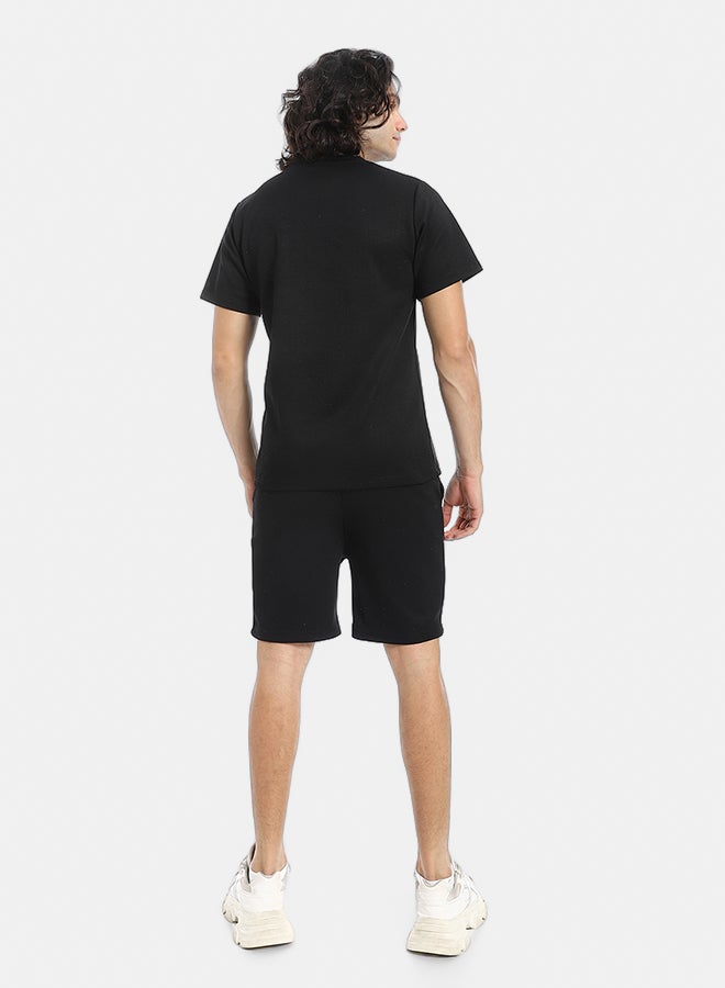 Red Circle Pique Pattern Slip On T Shirt And Shorts Set - Image 3