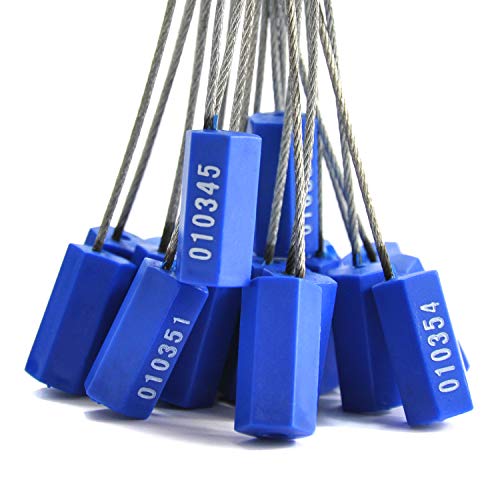 EASY Steel Security Cable Seals Numbered Tamper Proof Security Tags Anti-Theft Pull-Tite Container Trailer Pad-Lock Ties Straps (Blue, Pack of 100pcs) - Image 2
