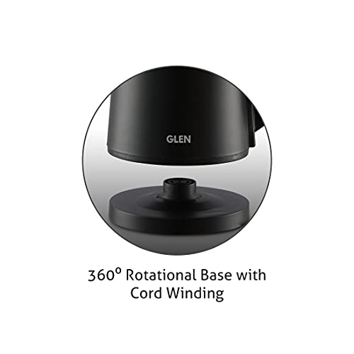 Glen Electric Kettle 800ml, Plastic Clad Stainless Steel, Cordless, 360° Rotation Base, Auto Shutoff, 800W, Kettle for Hot Water & Tea - Black (9004) - Image 5