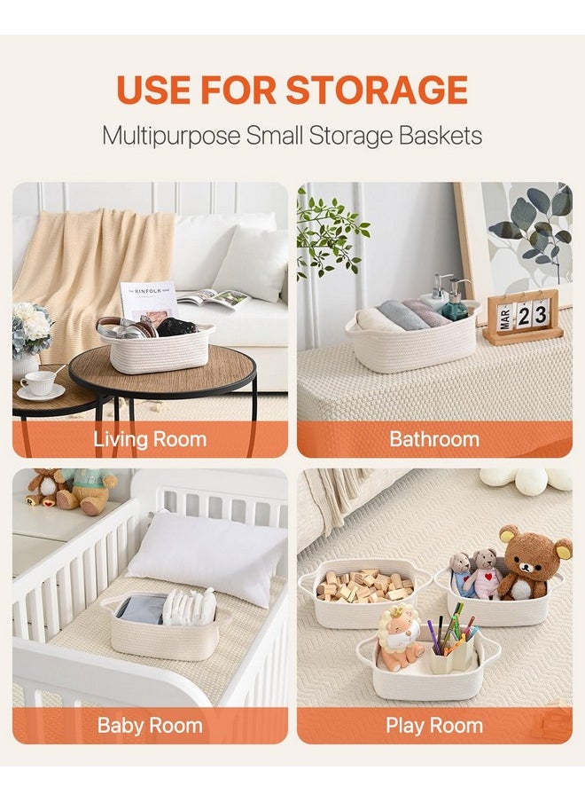 KALLAX Small Woven Basket, 12 x 8 x 4.5 Inches, Small Storage Baskets for Organizing, Gift Baskets Empty, Cute Rope Shelf Closet Storage Bins for Shelves, Dog Toy Basket, Off White  - Image 3