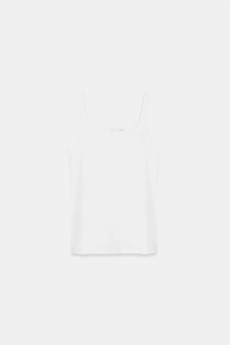 Dilvin White DILVIN Sleeveless Slim Fit Jersey Blouse for Women | Best Price UAE