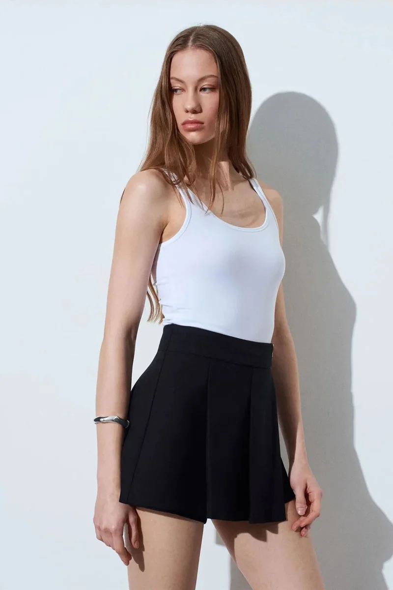 Dilvin White DILVIN Sleeveless Slim Fit Jersey Blouse for Women | Best Price UAE