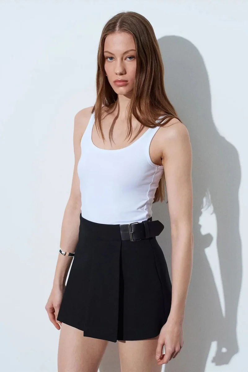Dilvin White DILVIN Sleeveless Slim Fit Jersey Blouse for Women | Best Price UAE
