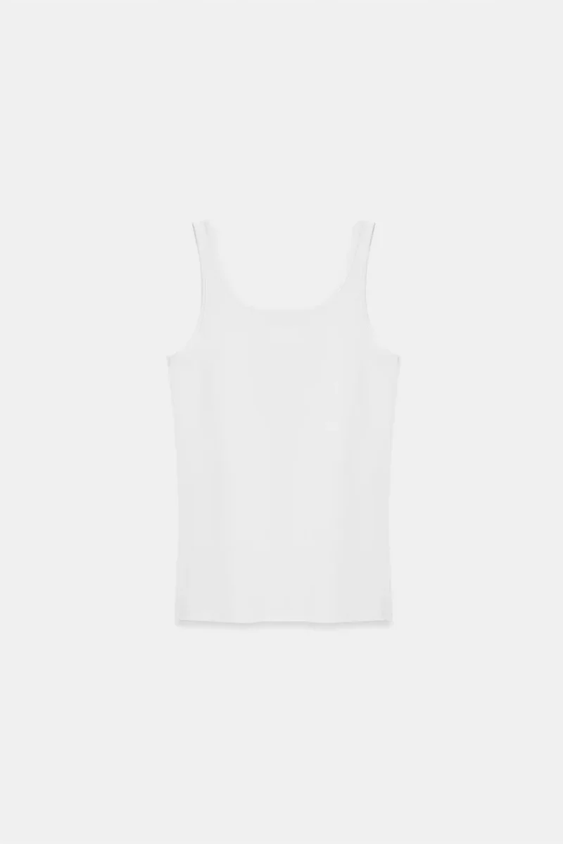 Dilvin White DILVIN Sleeveless Slim Fit Jersey Blouse for Women | Best Price UAE
