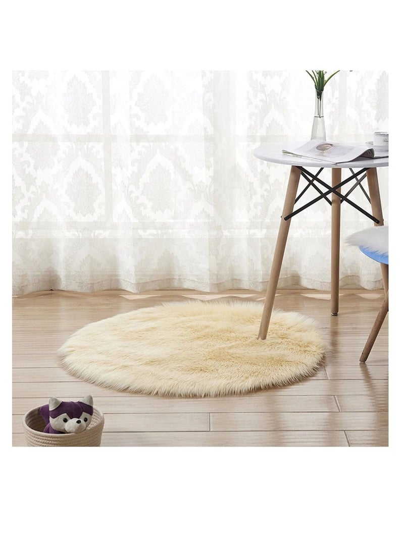 Soft Artificial Sheepskin Rug Chair Cover Bedroom Mat Artificial Wool Warm Hairy Carpet Seat Textil Fur Area Rugs Home Decorate 90*90cm beige - Image 1
