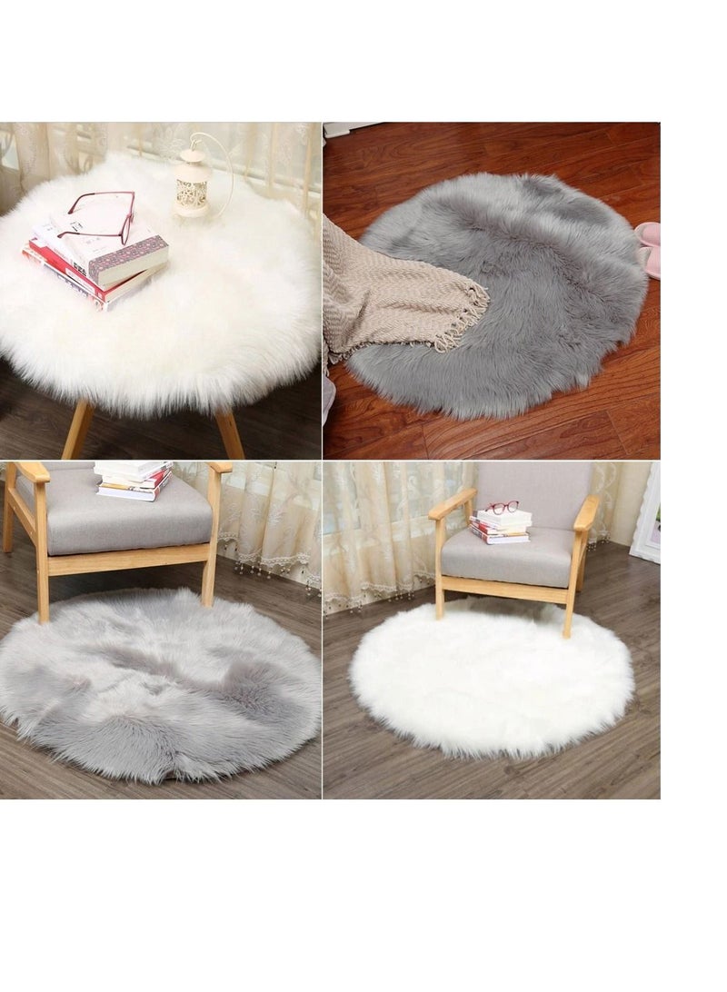 Soft Artificial Sheepskin Rug Chair Cover Bedroom Mat Artificial Wool Warm Hairy Carpet Seat Textil Fur Area Rugs Home Decorate 90*90cm beige - Image 3