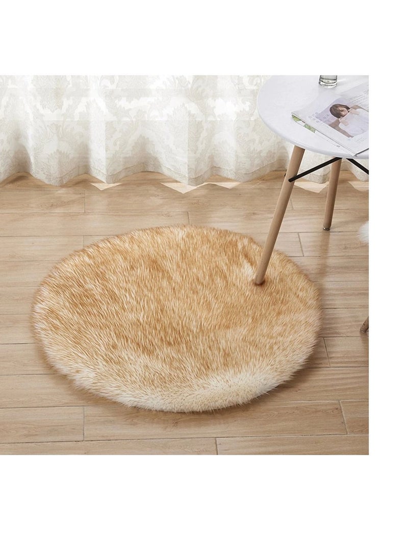 Soft Artificial Sheepskin Rug Chair Cover Bedroom Mat Artificial Wool Warm Hairy Carpet Seat Textil Fur Area Rugs Home Decorate 90*90cm beige - Image 4