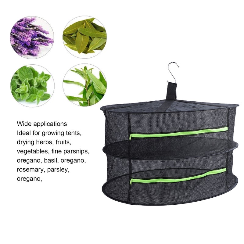 Herb Drying Rack with Zipper Opening Multi Layer Multipurpose Hanging Plant Dryer Net for Grow Tents Fruits Vegetables 2 layers - Image 4