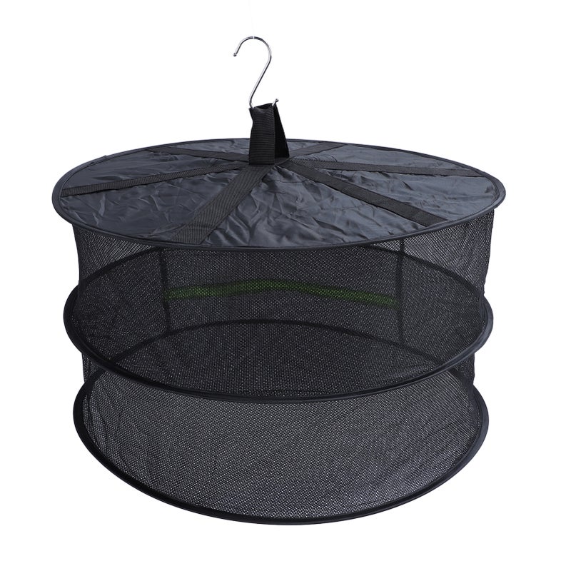 Herb Drying Rack with Zipper Opening Multi Layer Multipurpose Hanging Plant Dryer Net for Grow Tents Fruits Vegetables 2 layers - Image 1