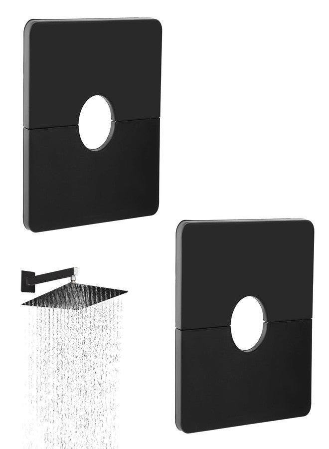 Molain 2 Pcs Escutcheon Plate Wall Split Flange, 22mm/0.87in ABS Wall-Mounted Water Pipe Flange Cover, Self-Adhesive Square Plumbing Cover Plates for Kitchen Shower Head Toilet(Black) - Image 1
