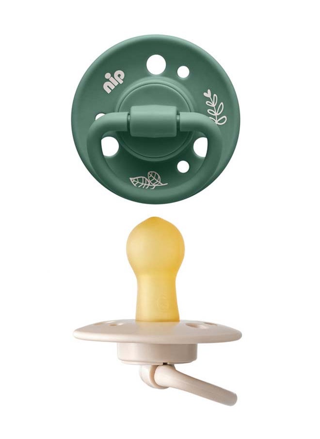 nip Organic Cherry Baby Soother, Made Germany, Cherry Shape, Natural Latex Rubber, Eco-Friendly, Beige And Dark Green, 0-6 Months - Size 1 Pack Of 2  - Image 1