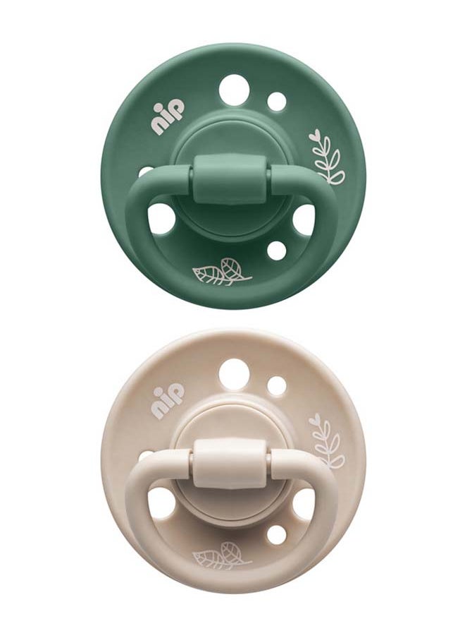 nip Organic Cherry Baby Soother, Made Germany, Cherry Shape, Natural Latex Rubber, Eco-Friendly, Beige And Dark Green, 0-6 Months - Size 1 Pack Of 2  - Image 2