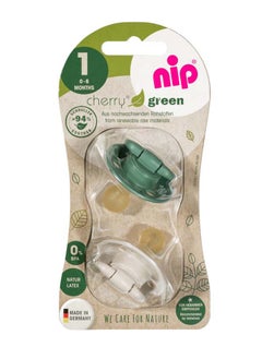nip Organic Cherry Baby Soother, Made Germany, Cherry Shape, Natural Latex Rubber, Eco-Friendly, Beige And Dark Green, 0-6 Months - Size 1 Pack Of 2  - Image 4