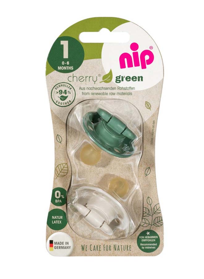 nip Organic Cherry Baby Soother, Made Germany, Cherry Shape, Natural Latex Rubber, Eco-Friendly, Beige And Dark Green, 0-6 Months - Size 1 Pack Of 2  - Image 4