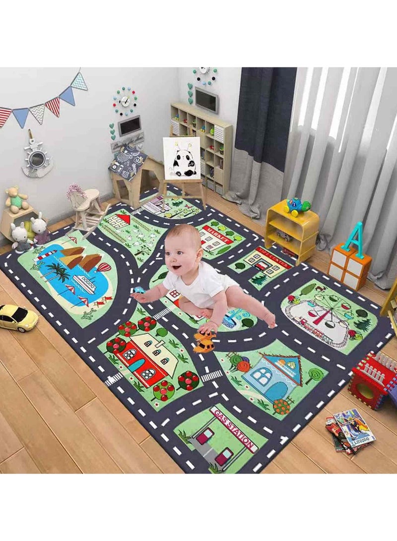 Aideli 120×160 cm Kids Car Play Rug – City Road Map Carpet with Rubber Backing, Non-Slip Throw Rug for Toddlers and Children, Fun Educational Mat for Playroom, Bedroom, Living Room  - Image 4
