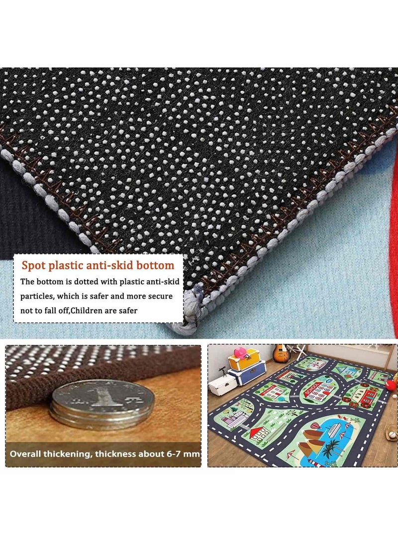 Aideli 120×160 cm Kids Car Play Rug – City Road Map Carpet with Rubber Backing, Non-Slip Throw Rug for Toddlers and Children, Fun Educational Mat for Playroom, Bedroom, Living Room - Image 4